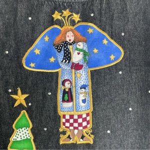 The Quacker Factory along Black Denim Sleeveless Holiday Dress Women’s Size L